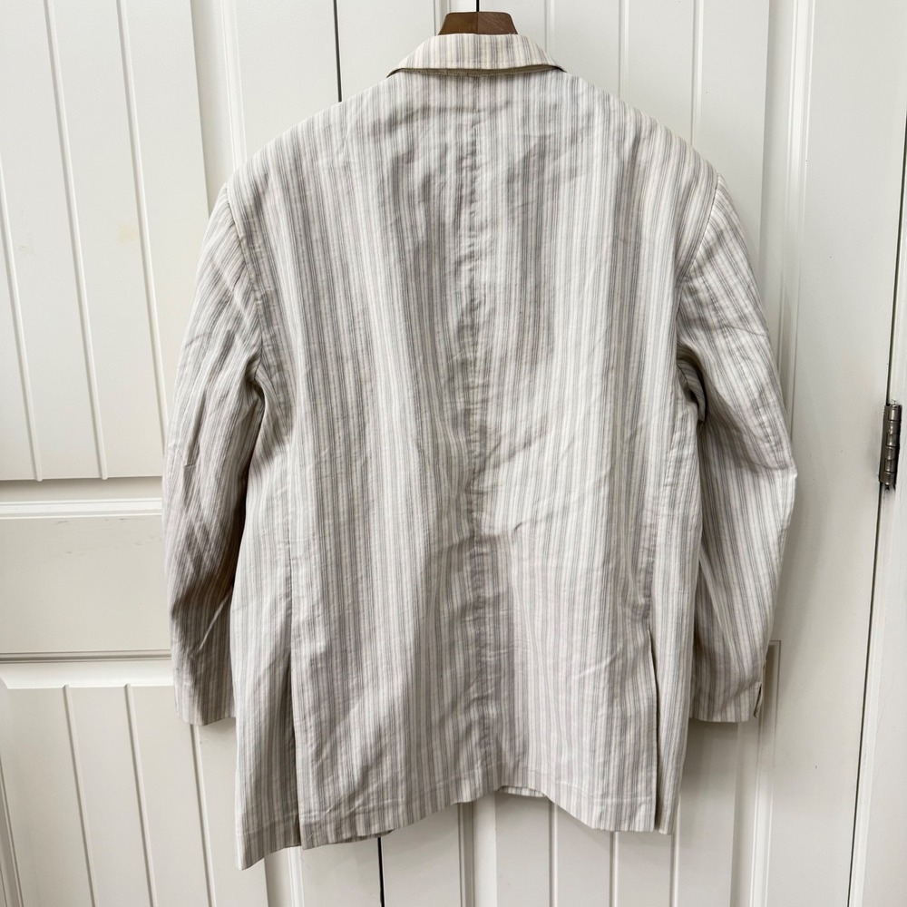 Nat Nast Blazer XL Cream Tan Striped Linen Cotton Silk Lined Sport Coat 1210 - Picture 2 of 7